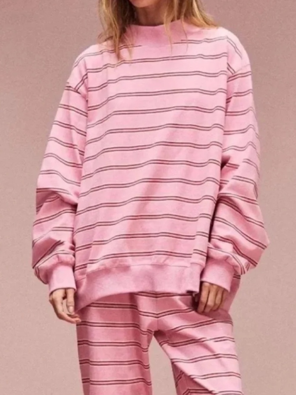 Parke Valentines Day Sweetheart Pink Striped Mockneck